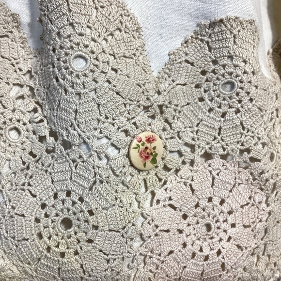 Upcycled Linen Cotton Womens Jacket Size M Boho OOAK Shabby Chic Patches Quilted - Picture 14 of 16